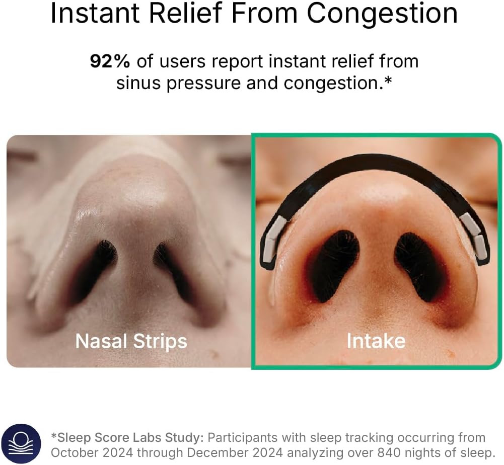 Intake Breathing Nasal Strip Starter Kit (15 Count, Black) - Boost Oxygen Intake, Reduce Snoring, Improve Sleep Quality - Sweat Resistant, Skin Safe Nasal Strips - Extra Strength Snoring Solution