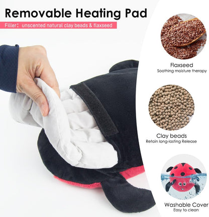 Microwavable Heat Pad for Neck and Shoulders, Weighted Microwave Moist Heating Wrap for Pain Relief Sore Muscle Stress Tension, Heated Wrap with Aromatherapy, Hot & Cold Compress, Grey