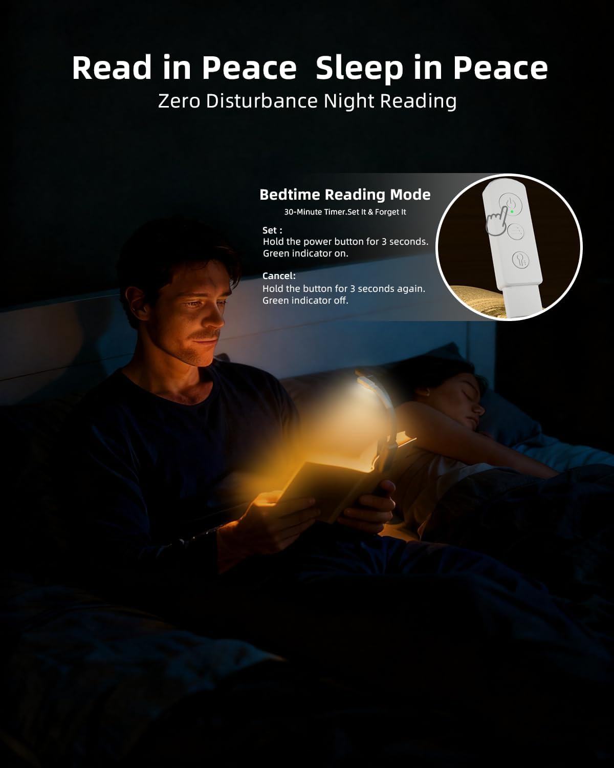 Book Lights for Reading at Night,Reading Light,Clip-On Led Reading Light with 3 Colors & Stepless Dimming,Portable and Ultra-Lightweight with Long Runtime (White)