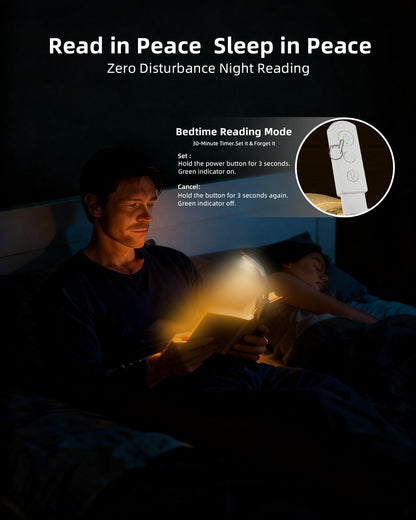 Book Lights for Reading at Night,Reading Light,Clip-On Led Reading Light with 3 Colors & Stepless Dimming,Portable and Ultra-Lightweight with Long Runtime (White)