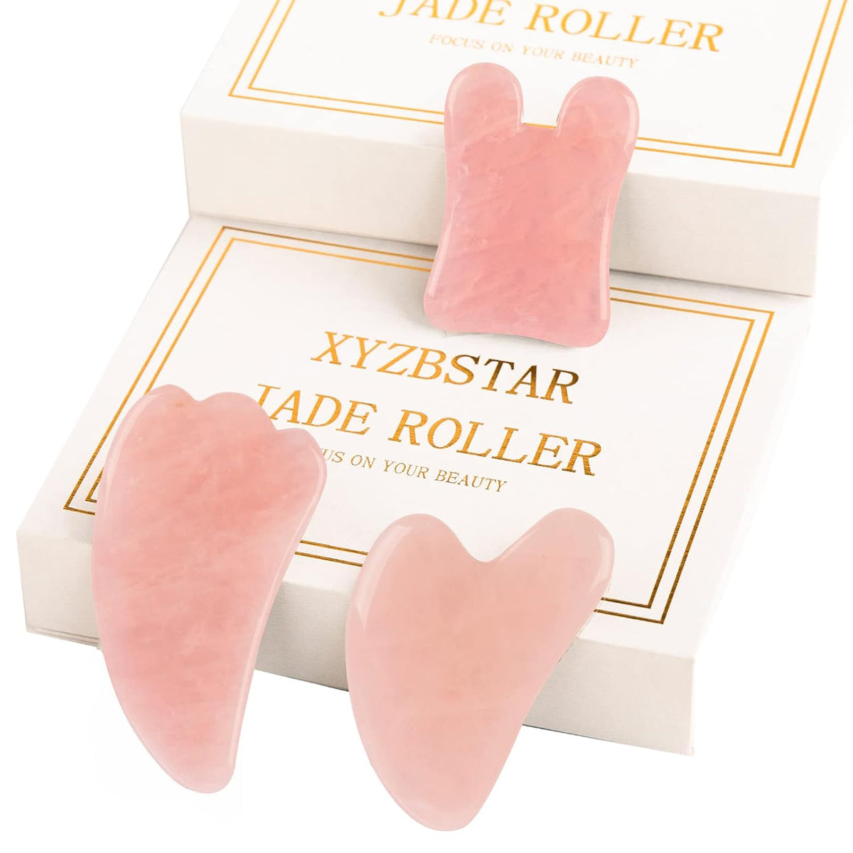 Jade Roller for Face, Facial Roller Massager Skin Care Tool, Gua Sha Facial Tools for Face, Neck, Eyes, Reduce Puffiness of The Skin - White