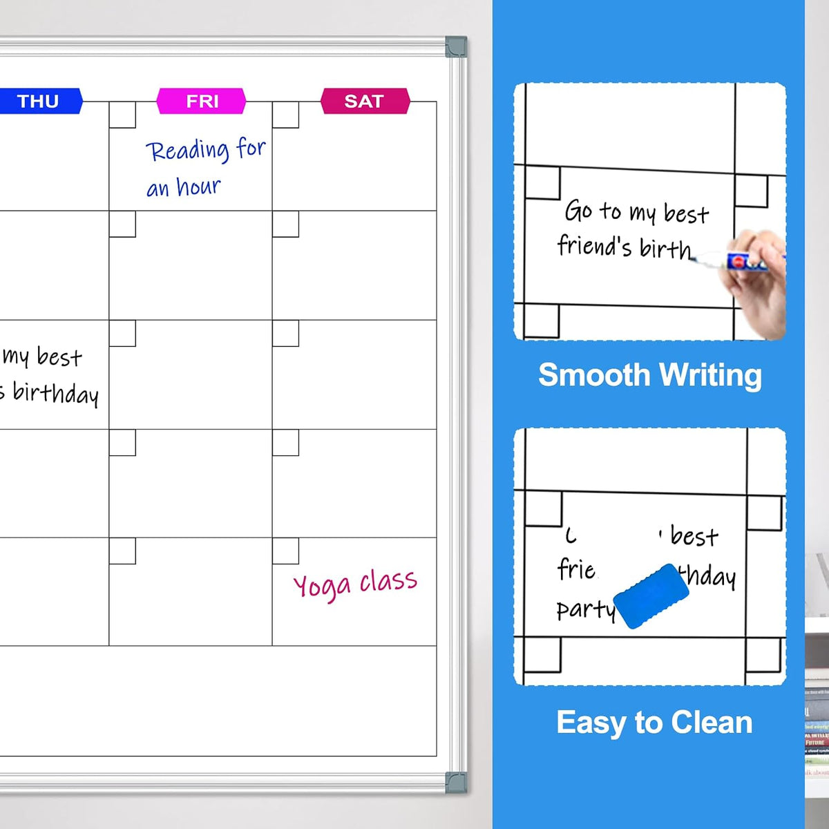 Dry Erase Board Calendar for Wall, 36" x 24" Monthly Whiteboard