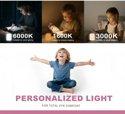 Rechargeable Kids Book Light, Cute Bookmark Reading Light for Kids, Dimmable Portable LED Book Light for Reading in Bed, Eye-Caring Bedtime Reading Lamp for Children & Travel, Black