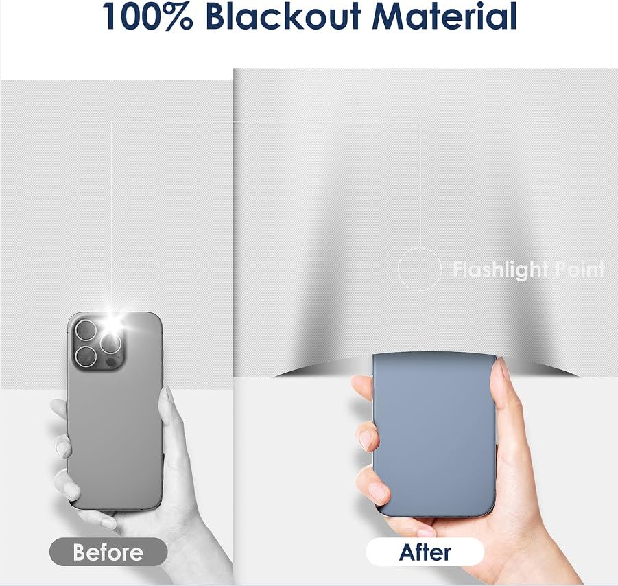 100% Blackout Curtains for Bedroom, 36"x57" Portable Black Out Window Cover