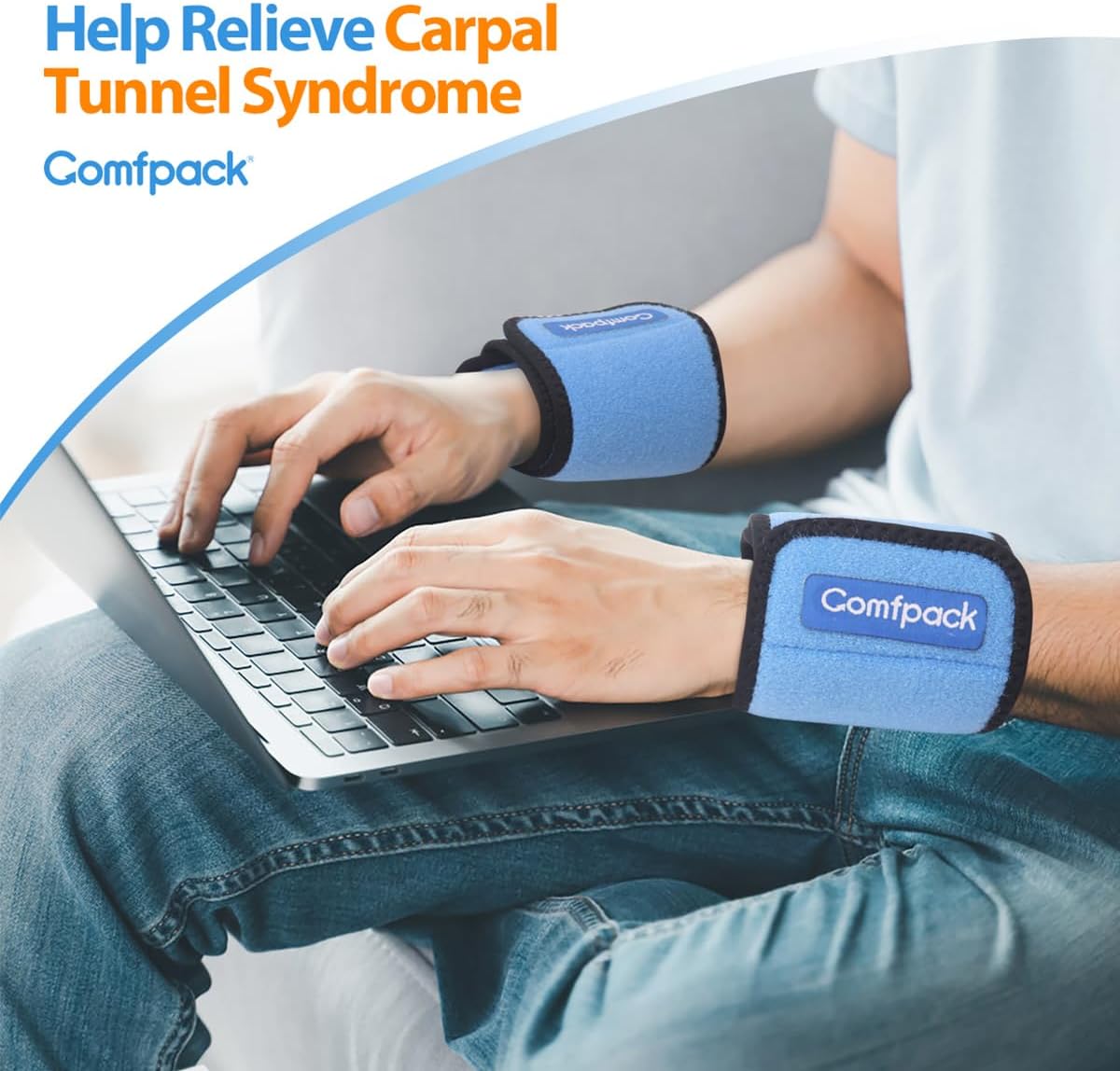Comfpack Cold Therapy Wrap with 2 Packs for Pain Relief, Reusable Gel Ice Packs for Foot Plantar, Wrist, Ankle, Great for Sprains, Muscle Pain, Bruises, Injuries
