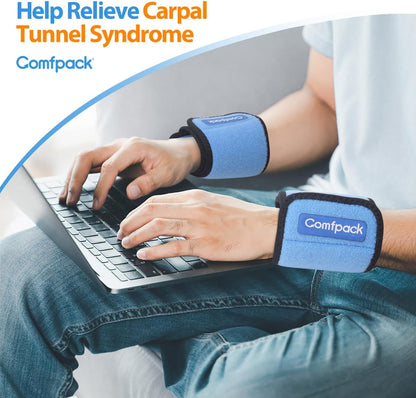Comfpack Cold Therapy Wrap with 2 Packs for Pain Relief, Reusable Gel Ice Packs for Foot Plantar, Wrist, Ankle, Great for Sprains, Muscle Pain, Bruises, Injuries