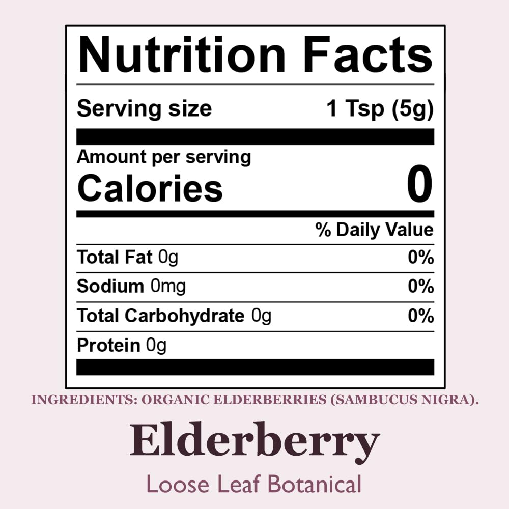 Organic Positively Botanicals Company, Elderberry, Herbal Tea Loose Leaf Botanical, 4 Ounce