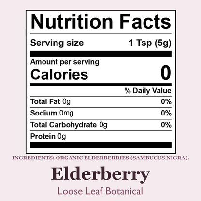 Organic Positively Botanicals Company, Elderberry, Herbal Tea Loose Leaf Botanical, 4 Ounce