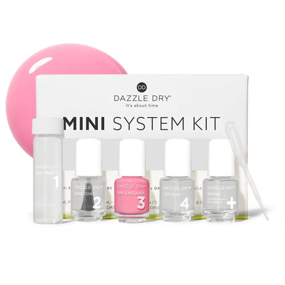 Dazzle Dry Mini Kit 4 Step System - Prima Ballerina, a sheer and milky delicate pink that makes a beautiful French base. (5 Piece Kit / 5 Manicures)