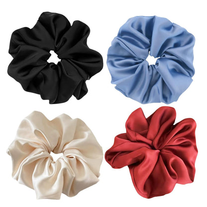 4 Pieces Jumbo Satin Silk Scrunchies for Women 7.2 Inches Large Oversize Scrunchies For Thick Hair Elastic Hair Ties (Pink Mix)