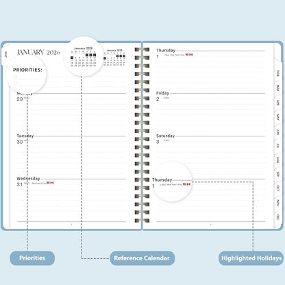 Planner 2026-2027, Weekly and Monthly Calendar Planner, JUL 2026 - JUN 2027 | Academic Year, Daily Agenda Book, A5(6.3'' x 8.5''), Sprial Bound, Inner Pocket, Office School Use