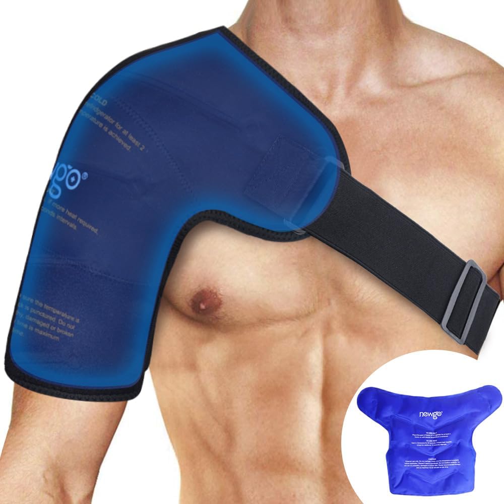 NEWGO Shoulder Ice Pack Wrap - FSA Eligible, Reusable Gel Cold Compression Sleeve for Rotator Cuff, Shoulder Surgery Recovery & Injuries, Tendinitis, Frozen Shoulder - Fits Both Shoulders
