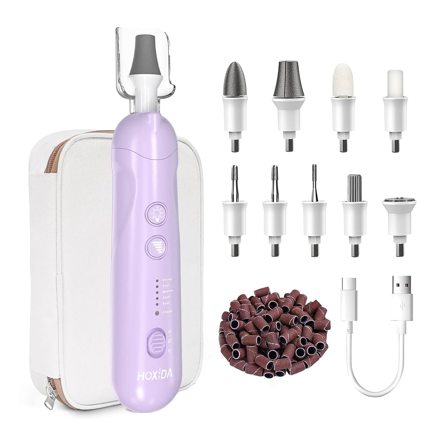 Hoxida Manicure Pedicure Kit, Professional Nail Grinder for Senior Thick Toenail, Cordless Electric Nail File, 5 Speeds Pedicure Tools for feet Callus Remover, Nail Drill for Women Hand Feet Care