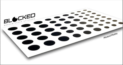 Blocked Original Vinyl Webcam Cover Stickers | Restickable & Stackable Privacy Covers | for All Camera-endable Devices | 3-Sizes | 57 Black Tabbed (Muted Matte)