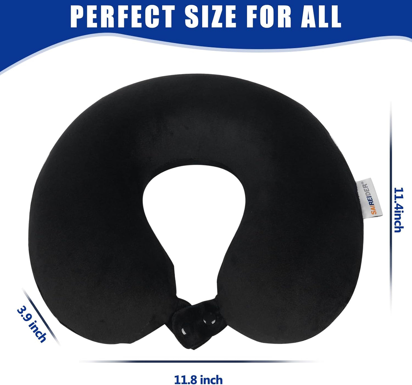 SAIREIDER Neck Pillows for Travel-Head Neck Support Travel Pillow for Traveling, Car, Home, Office Adjustable(Navy Blue)
