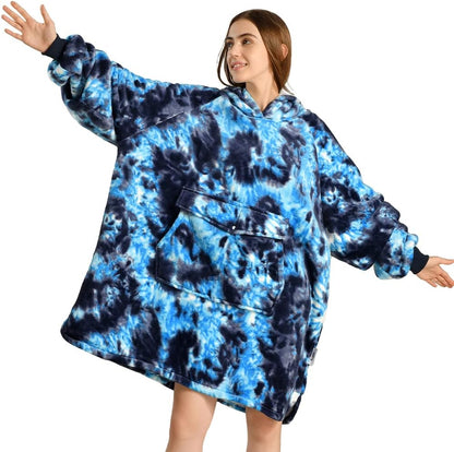 Krifey Wearable Blanket Hoodie, Oversized Sherpa Hooded Blanket for Adults | Soft sherpa fleece with sleeves and pocket; oversized fit for lounging, WFH, camping, Christmas and white elephant gifts.