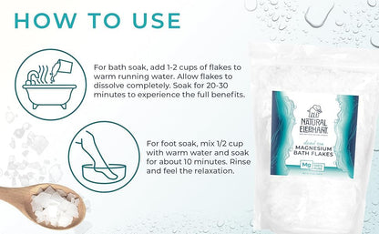 Natural Elephant Dead Sea Magnesium Bath Flakes | 10 lb (Pack of 2 5lb Bags) | Pure Magnesium Chloride Soak for Body and Foot | Ideal for a Soothing Bath Experience | Alternative to Epsom Salt