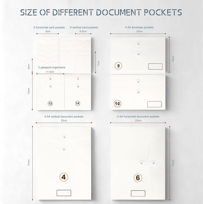 JOYCE Important Document Organizer 14 Expanding Pockets,Brown