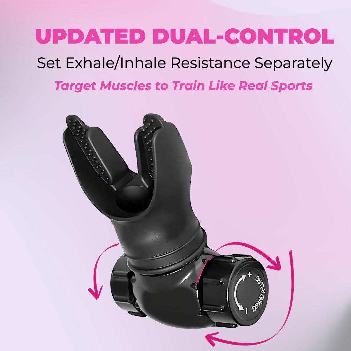 Lung Trainer, Dual-Control Breathing Device for Exercise, Black