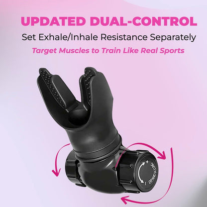 Lung Trainer, Dual-Control Breathing Device for Exercise, Black