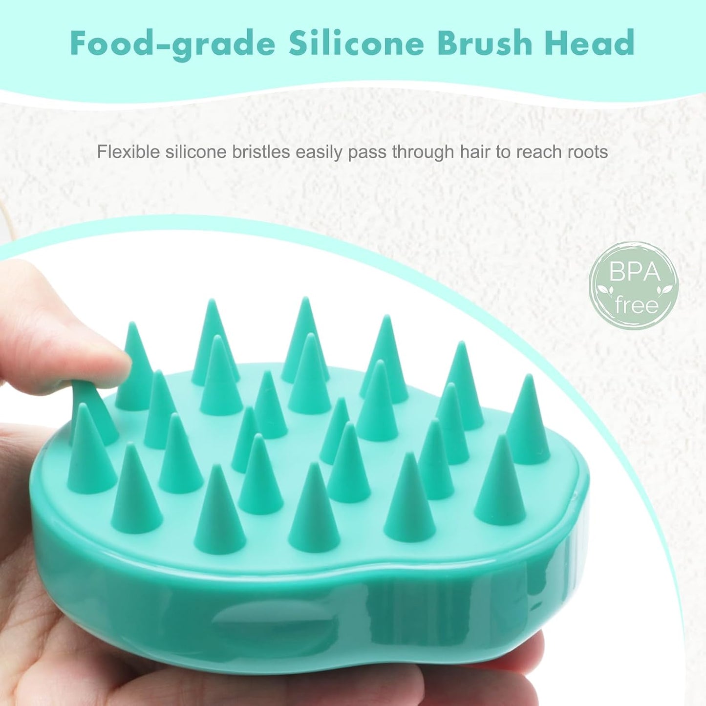 FREATECH Scalp Scrubber Scalp Massager Hair Growth, Shower Shampoo Brush with Silicone Bristles for Dandruff Removal and Hair Care, Wet & Dry Hair Massager Scalp Exfoliator for Men Women Kids，Black
