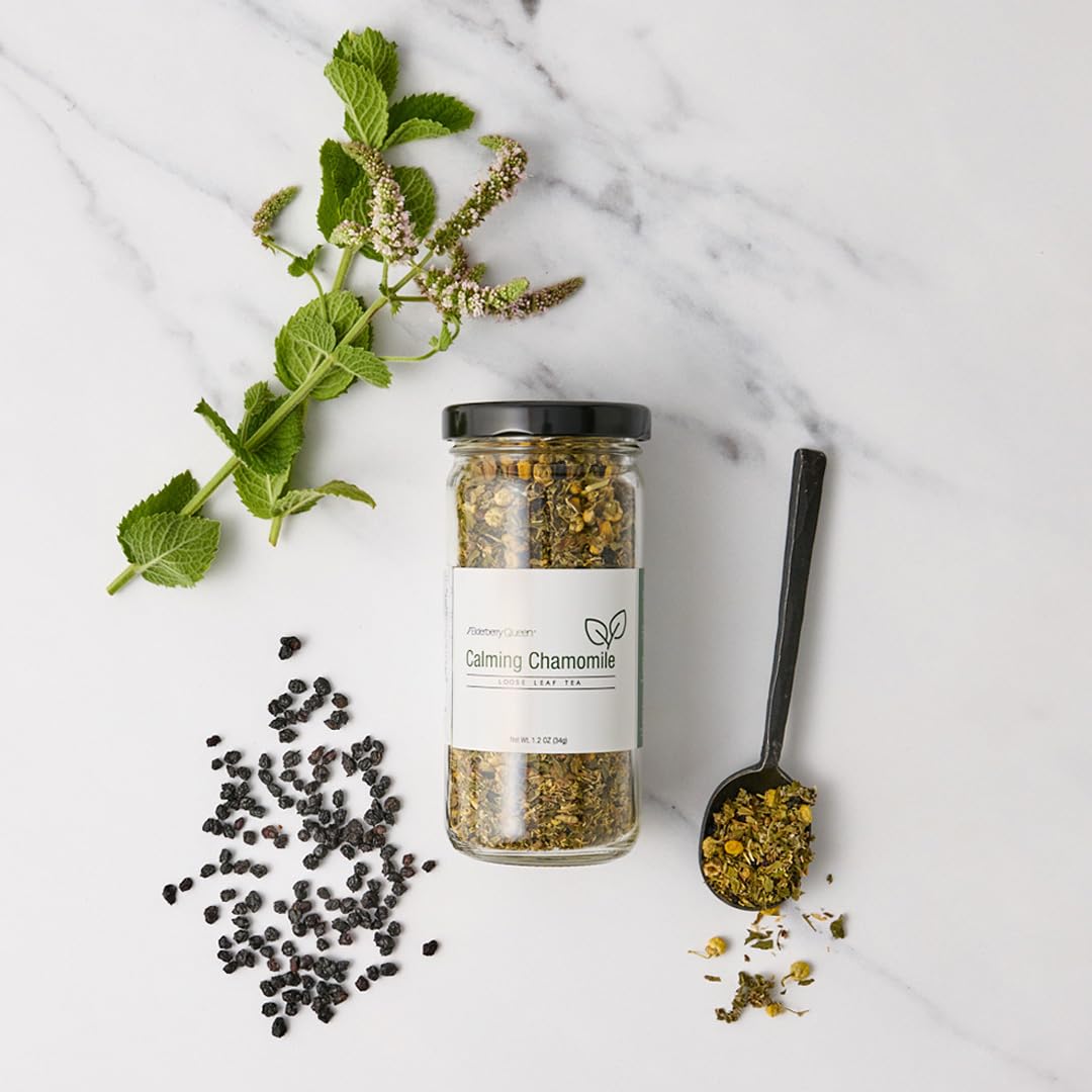 Chamomile Loose Leaf Tea, Pure Natural Herbal Tea Blend with Elderberry, Red Raspberry Leaf and Peppermint (2 ounce)