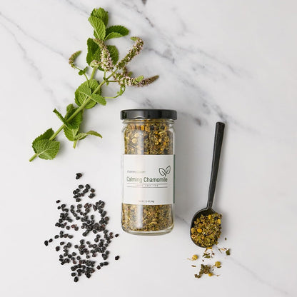 Chamomile Loose Leaf Tea, Pure Natural Herbal Tea Blend with Elderberry, Red Raspberry Leaf and Peppermint (2 ounce)