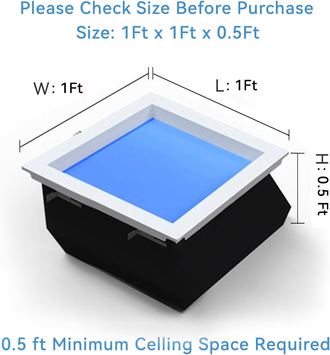 2x1 Ft Smart Blue Sky Light Ceiling Lamp, APP Control and Biological Rhythm Simulate Sunlight Irradiation, Artificial Skylight for Living Room, Bathroom, Office (2x1 Ft)