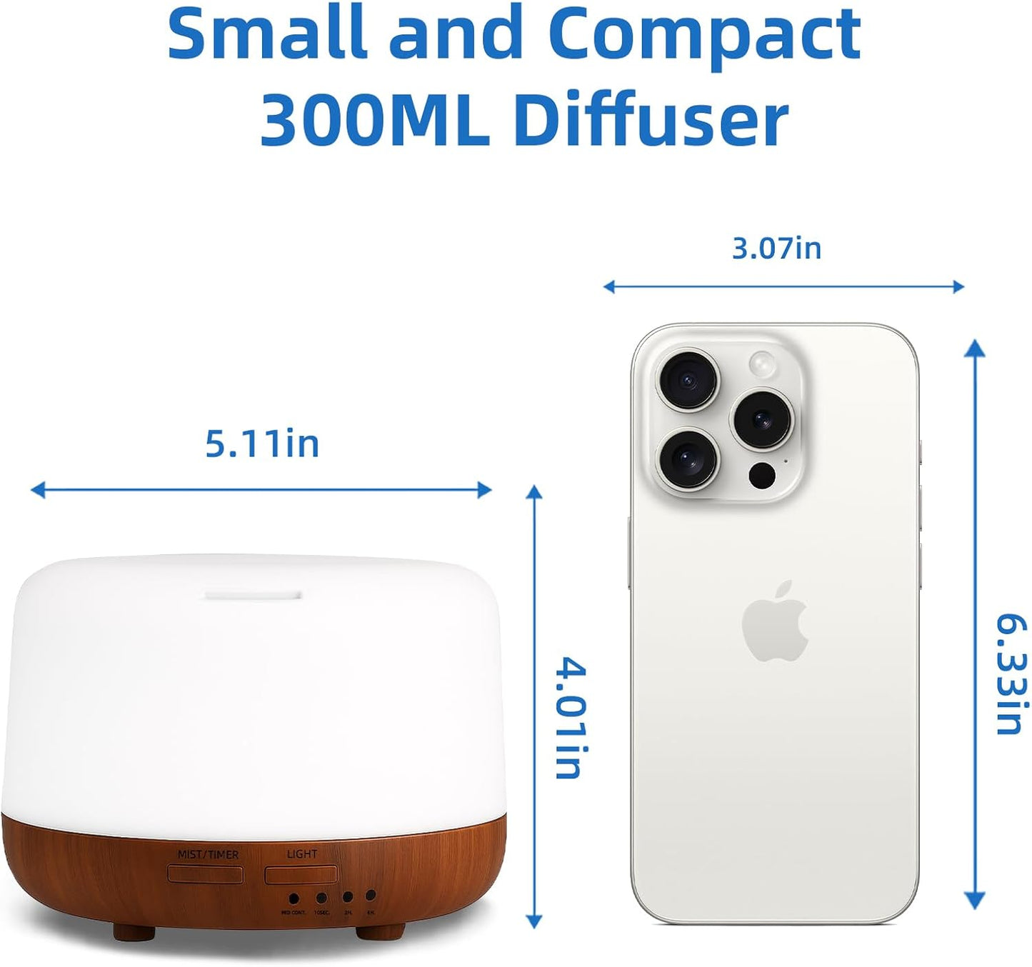 SPLITSKY Aromatherapy Essential Oil Home Diffuser with Remote Control, 300ML Large Room Cool Mist Air Humidifier, 8 Hours Quiet Operation, Timer, 7 Colors LED Night Night，Suitable Home,Yoga.