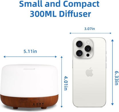 SPLITSKY Aromatherapy Essential Oil Home Diffuser with Remote Control, 300ML Large Room Cool Mist Air Humidifier, 8 Hours Quiet Operation, Timer, 7 Colors LED Night Night，Suitable Home,Yoga.