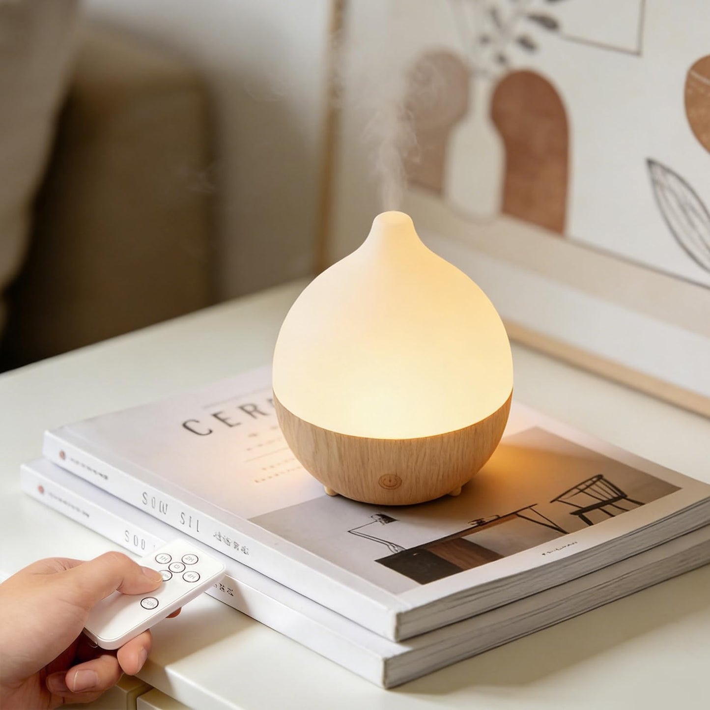 SALKING Essential Oil Diffuser, 100ml Small Aromatherapy Diffuser with Auto Shut-Off Function, Ultrasonic Diffusers for Essential Oils, Cool Mist Humidifier with Warm White Lights, for Office Home
