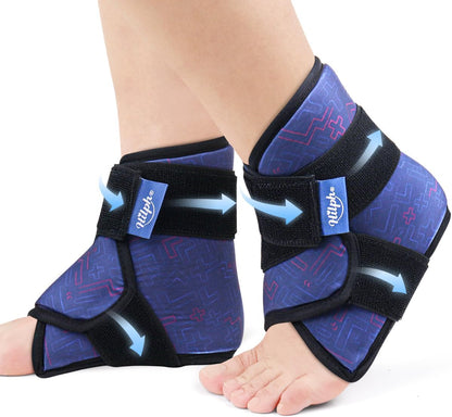 Hilph Ankle Heel Ice Pack Wrap for Swelling & Achilles Tendonitis, Reusable Ice & Compression Therapy Flexible Foot Gel Ice Pack Wrap for Ankle Sprain & Plantar Fasciitis Pain Relief (Blue, 1 Pack)