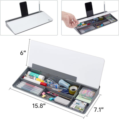 TSJ OFFICE Whiteboard Weekly Dry-Erase-Board - Desktop White Board Calendar Desk Organizers with Accessories Computer Keyboard Stand with Drawer, for Office, Home, School Supplies - White Calendar