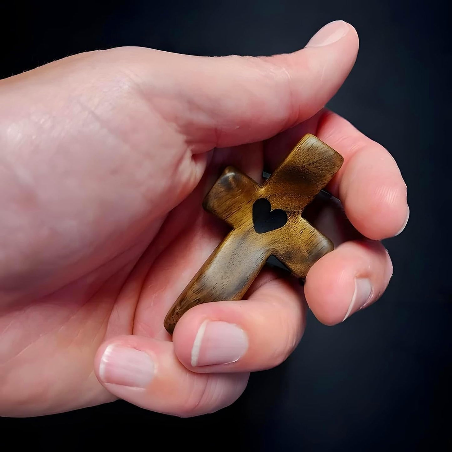 Cross My Heart/Encouragement Gift Wood Comfort Pocket Prayer Cross for Clutching, Clinging and Praying Christian Religious Gift