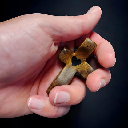 Cross My Heart/Encouragement Gift Wood Comfort Pocket Prayer Cross for Clutching, Clinging and Praying Christian Religious Gift