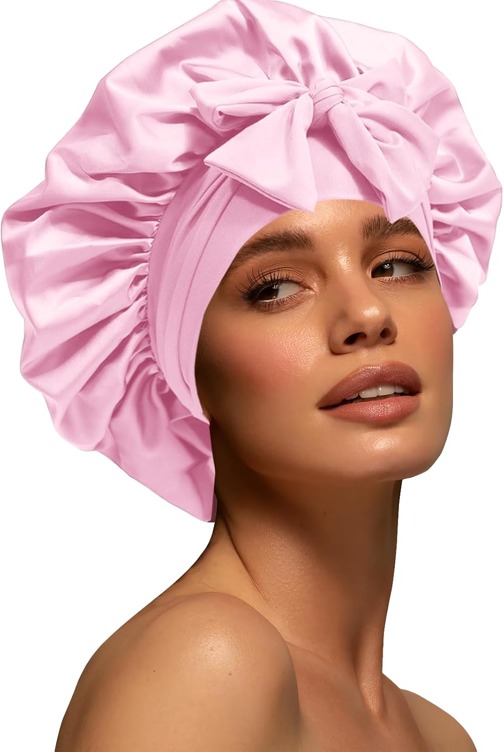 Silk Bonnet for Women, Satin Bonnet for Sleeping, Large Sleep Cap with Elastic Tie Band for Curly Hair