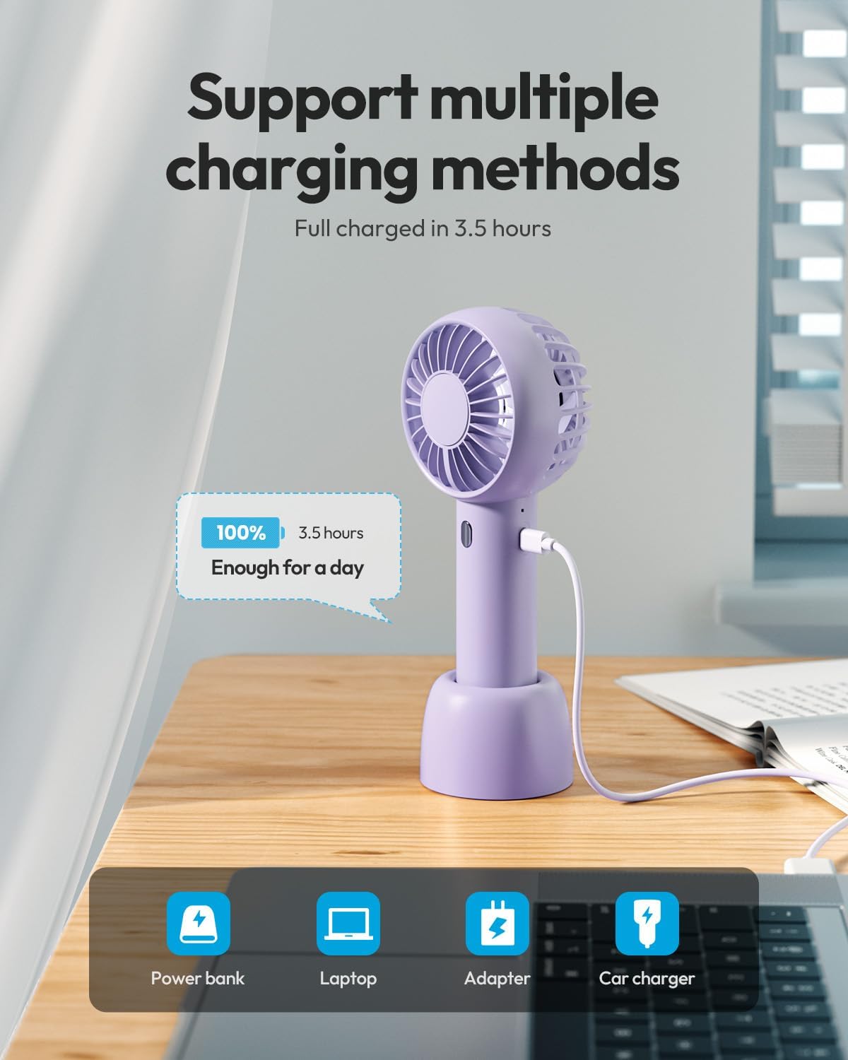 Gaiatop Mini Portable Fan, Small Personal Handheld Fan,Rechargeable