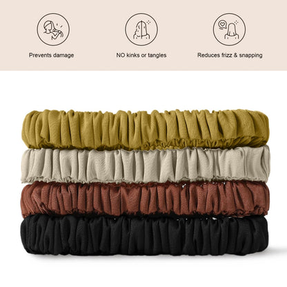 Mulberry Silk Scrunchies 4 Pack - Non Slip, Black Small Thin Silk Scrunchies for Women, Sleepy Ties for Thick Hair