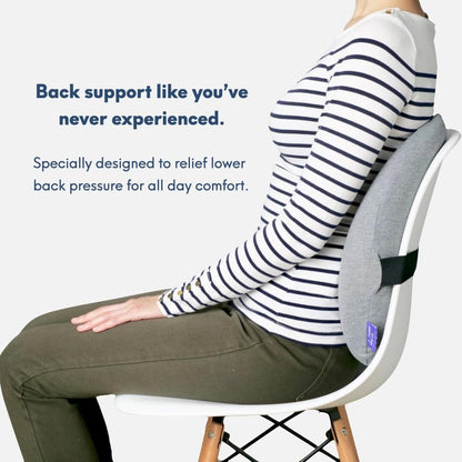C CUSHION LAB Extra Dense Lumbar Pillow - Patented Ergonomic Multi-Region Firm Back Support for Lower Back Pain Relief - Lumbar Support Cushion with Strap for Office Chair, Car, Sofa, Plane - Black