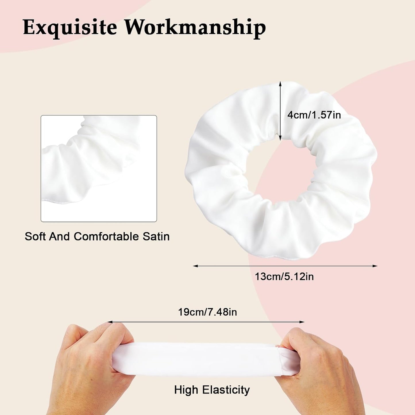 Satin Scrunchies for Women – 8PCS Blush & Brown Silk Hair Ties Set – No Crease, Frizz-Free, Gentle Elastic Hair Bands, Soft & Stylish Everyday Hair Accessories Gifts