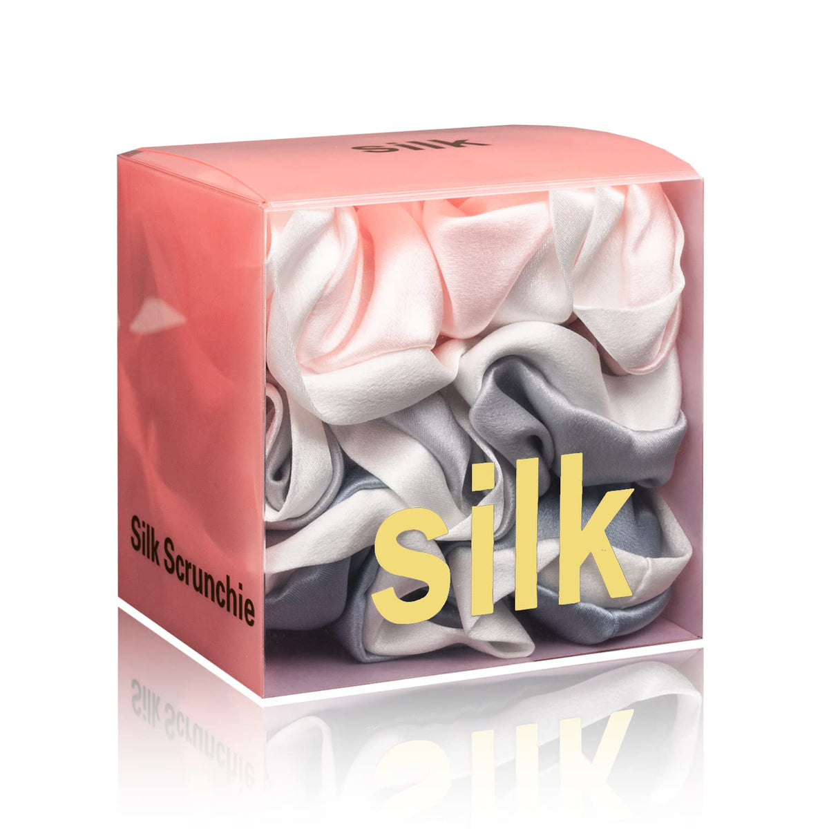 Silk Scrunchies for Hair 100% Mulberry Silk Hair Ties 3 Pack(Black, Navy Blue, Emerald)