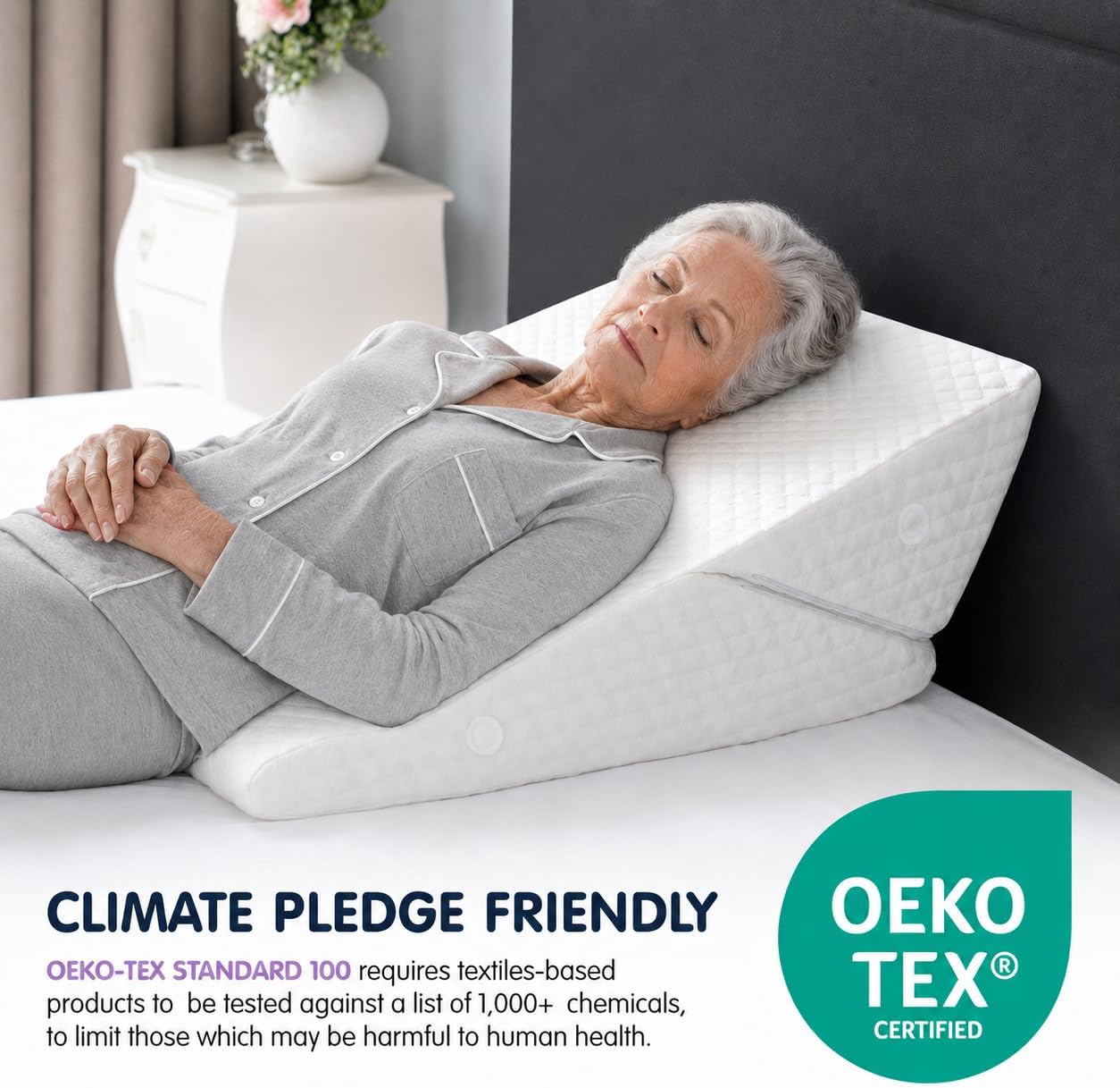 Wedge Pillow for Sleep Apnea, 12 Inch Adjustable Height Bed Wedge Pillow for Chronic Pain, Handicapped Individuals, and Long Term Care and Positioning