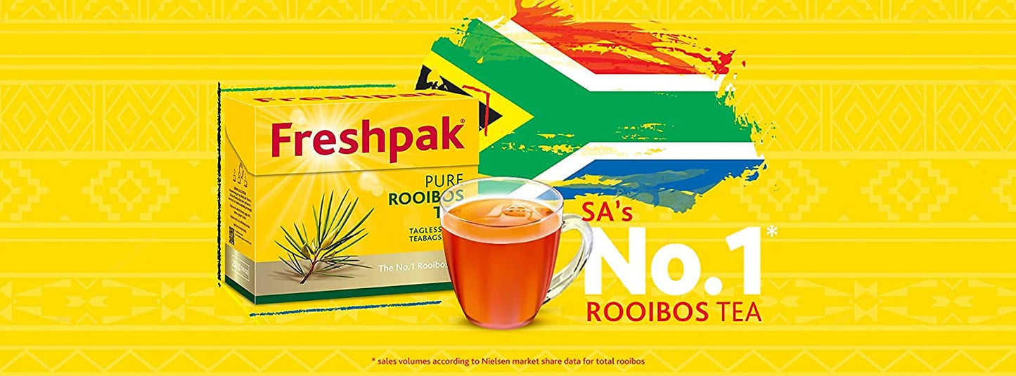 Freshpak Pure Rooibos Tea 80 Tagless Bags, Pure Premium Rooibos and No Rooibos Infusion, New Packaging (2 X Pack)
