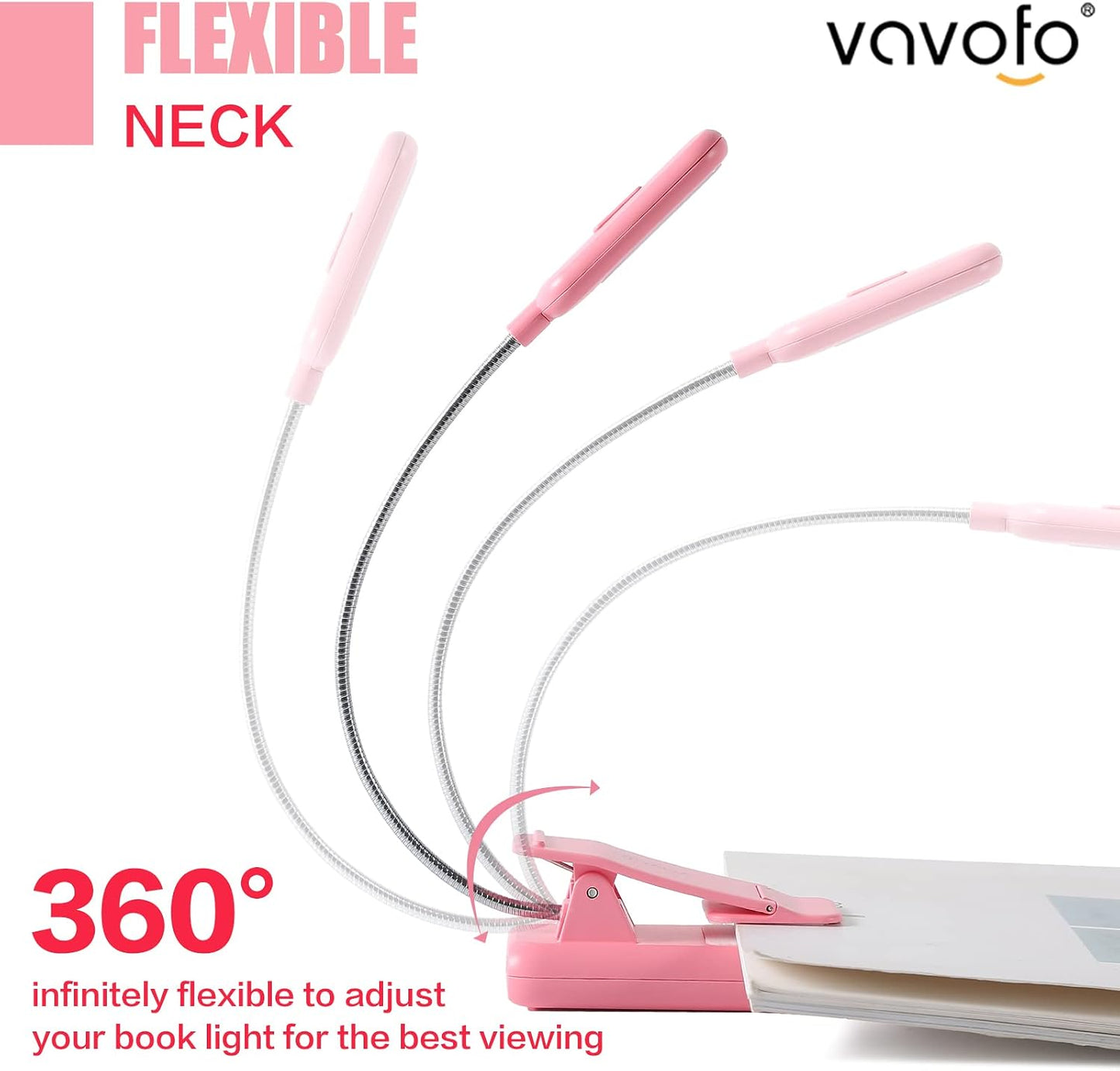 VAVOFO Clip On Book Light for Bed Kids, 7 LED Reading Light with 9-Level Warm Cool White Daylight, Eye Care Lamp with Power Indicator for Bookworms (Blue)