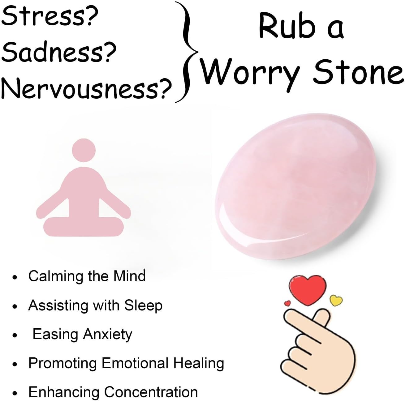 Worry Stone Crystals and Healing Stones Anxiety Fidgets Natural Meditation Accessories 7 Chakra Thumb Sensory Mental Health Depression Stress Anxiety Relief Items Mother's Day Gifts for Women