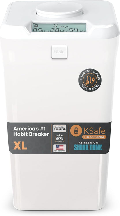 Kitchen Safe Time Locking Container (Medium), Timed Lock Box for Cell Phones, Snacks, and other unwanted temptations (White Lid + 5.5” Clear Base)