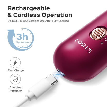 COSLUS C43 Professional Manicure Pedicure Kit, 5-in-1 Electric Nail File for Toenail Hand Feet, Basic & Thick Nails Care, Cordless, 5 Speeds, for Men Women Seniors Home Salon, Wider Grinder, White