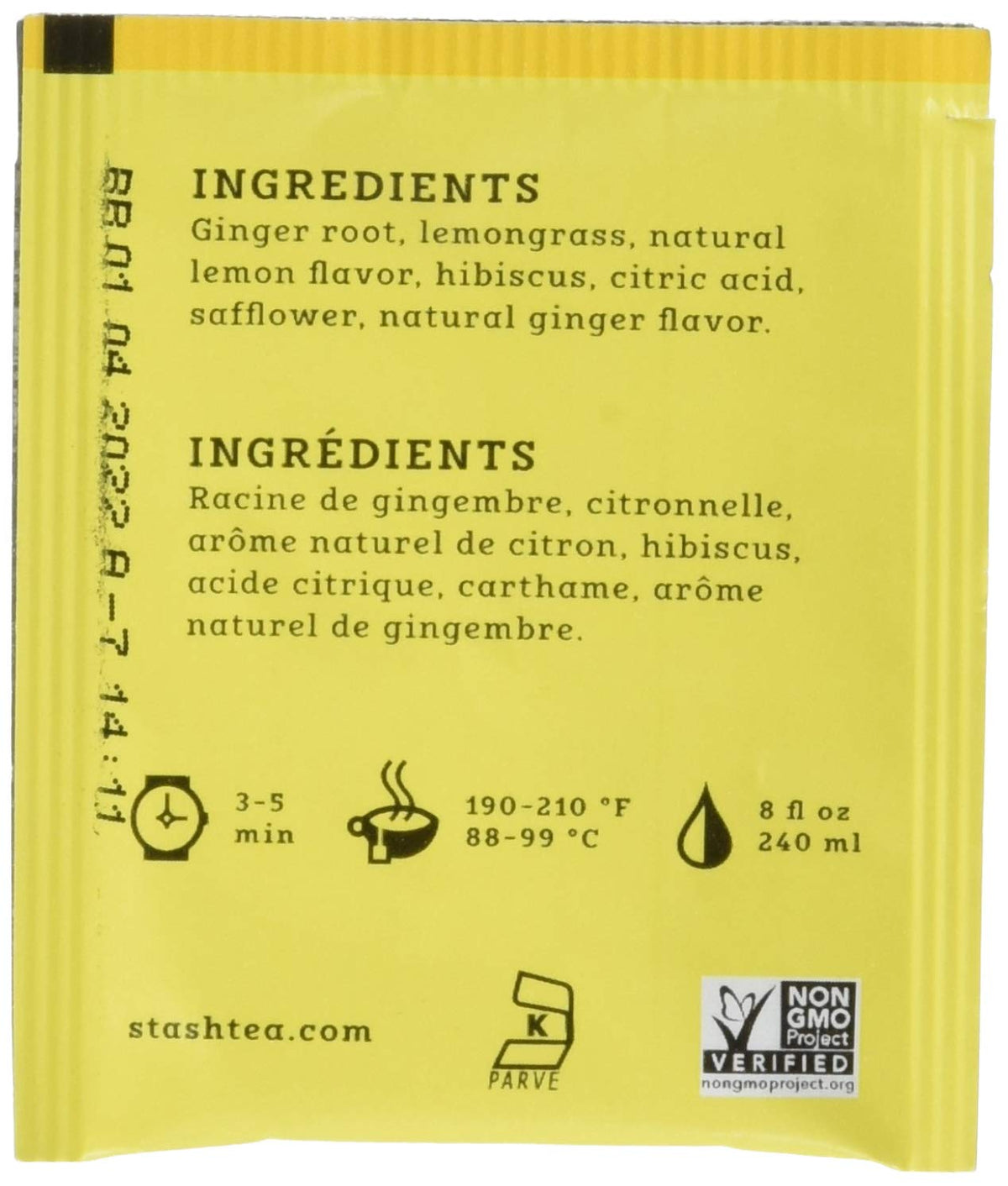 Stash Tea Lemon Ginger Herbal Tea - Naturally Caffeine Free, Non-GMO Project Verified Premium Tea with No Artificial Ingredients, 100 Count (BULK PACKAGING)