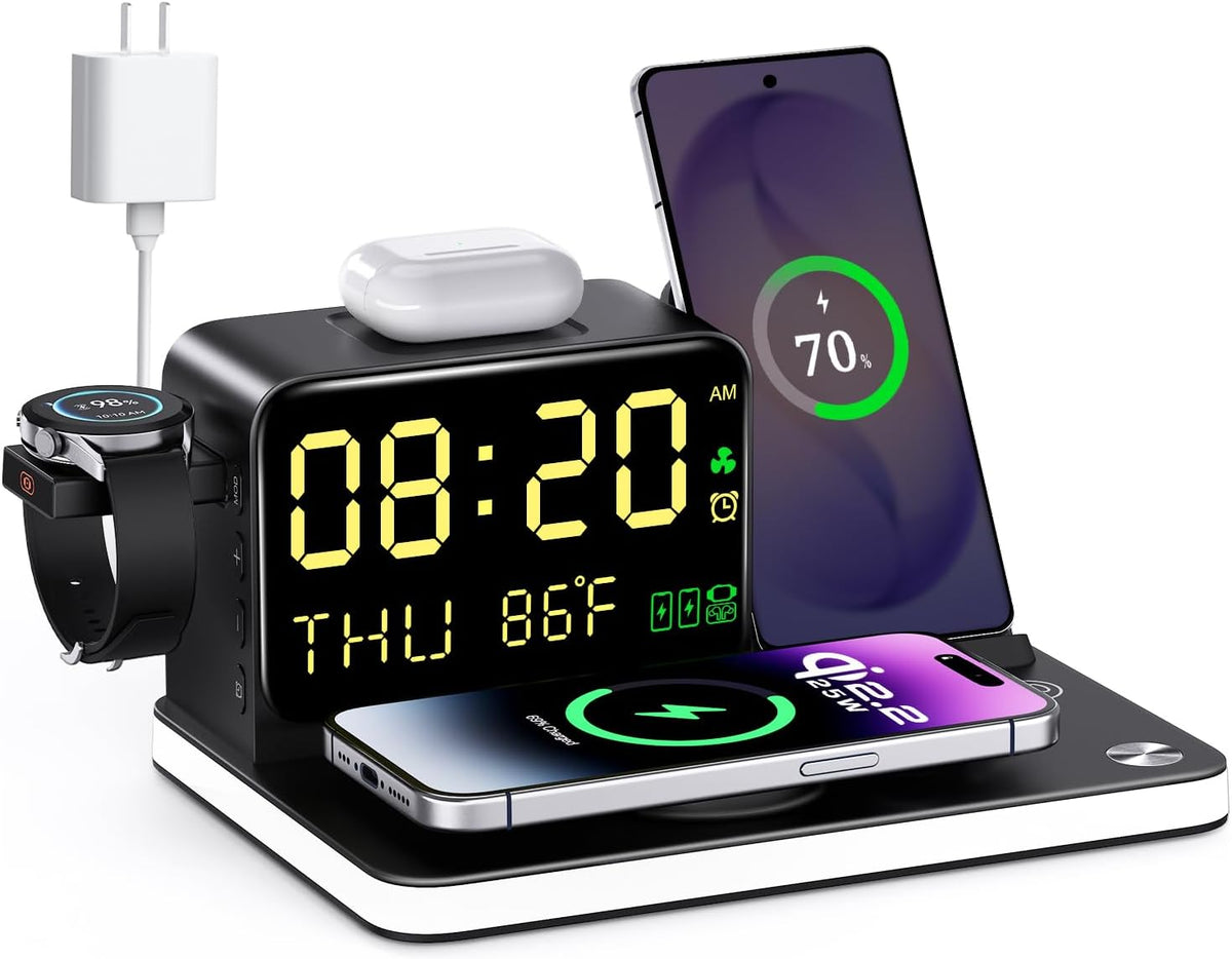 7-in-1 Wireless Charging Station 25W Qi2.2 Charger for Apple Samsung Device