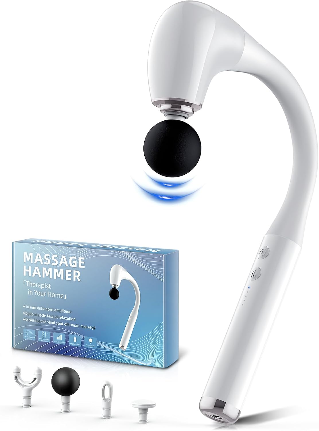 FVZ Massage Gun with Upgraded Extension Handle, Portable 10MM Massage Gun Deep Tissue, Back Massager, Muscles/Neck/Shoulders/Waist/Legs Massager, Gifts for Men